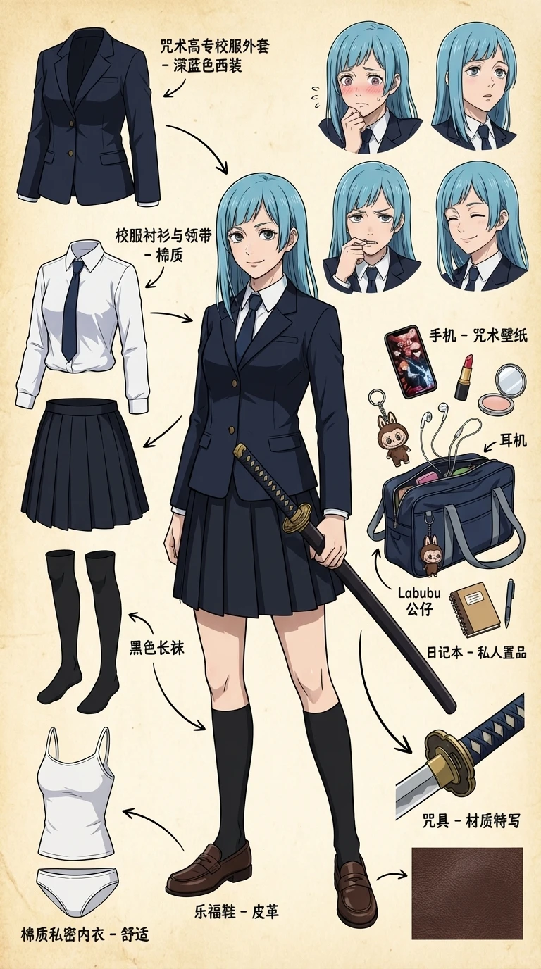 NanoBanana像素级拆解穿搭-咒术回战