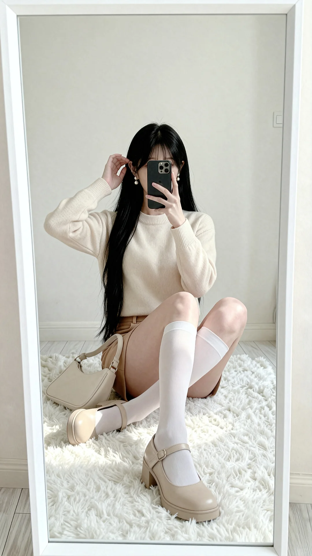 左滑帮我穿上奶油针织白丝🤍