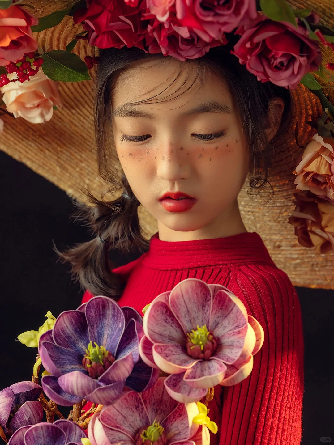 繁花中绽放青春｜璀璨热烈的中国红儿童写真