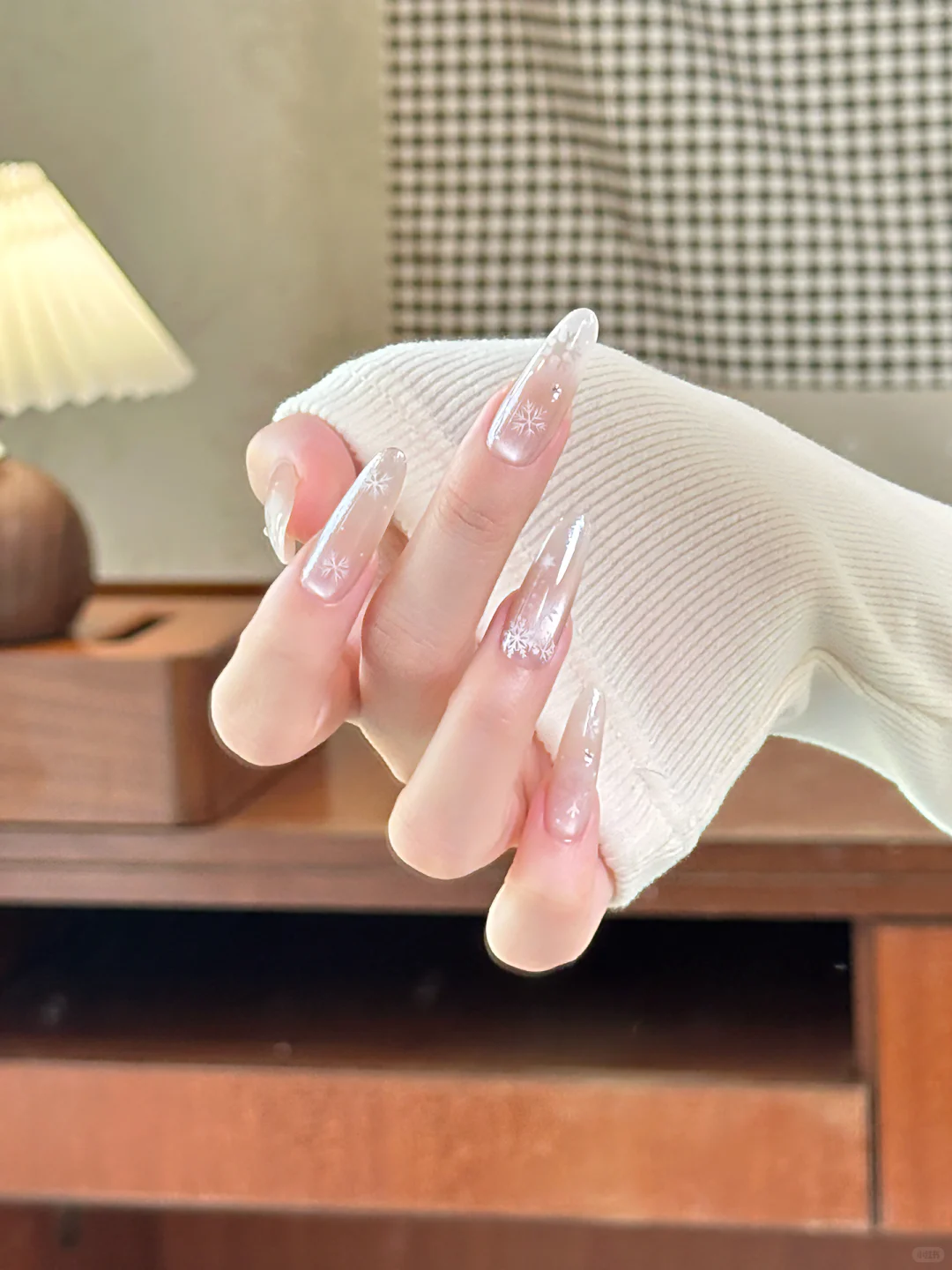 圣诞初雪•*❄️🎄 ིྀ⋆ 纯欲氛围感雪花美甲