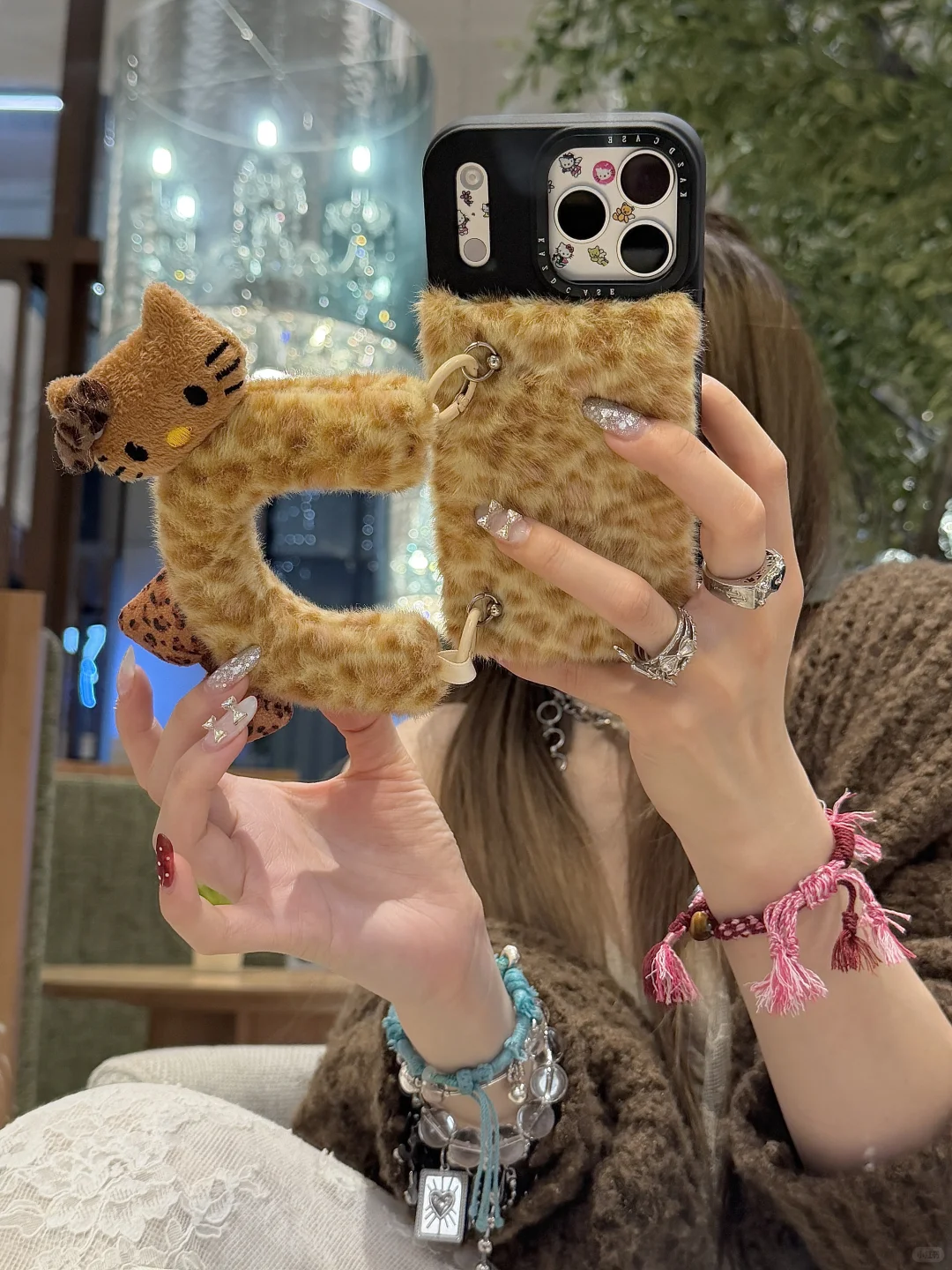 公主辣妹⊹⁺˖໋̟毛绒绒豹纹腕带kitty美辣疯🐆