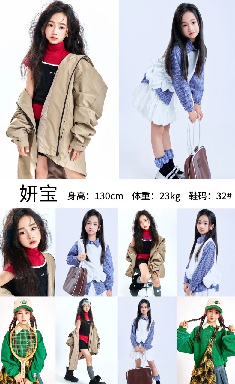 广东130-150女童颜值天花板模卡集合