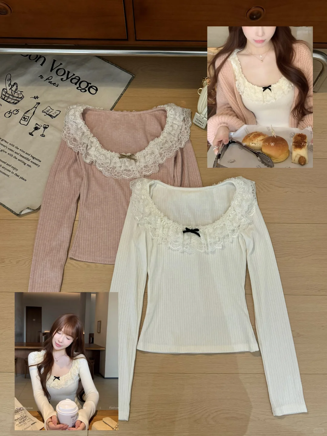 【皎皎初心】纯欲U领蕾丝tee