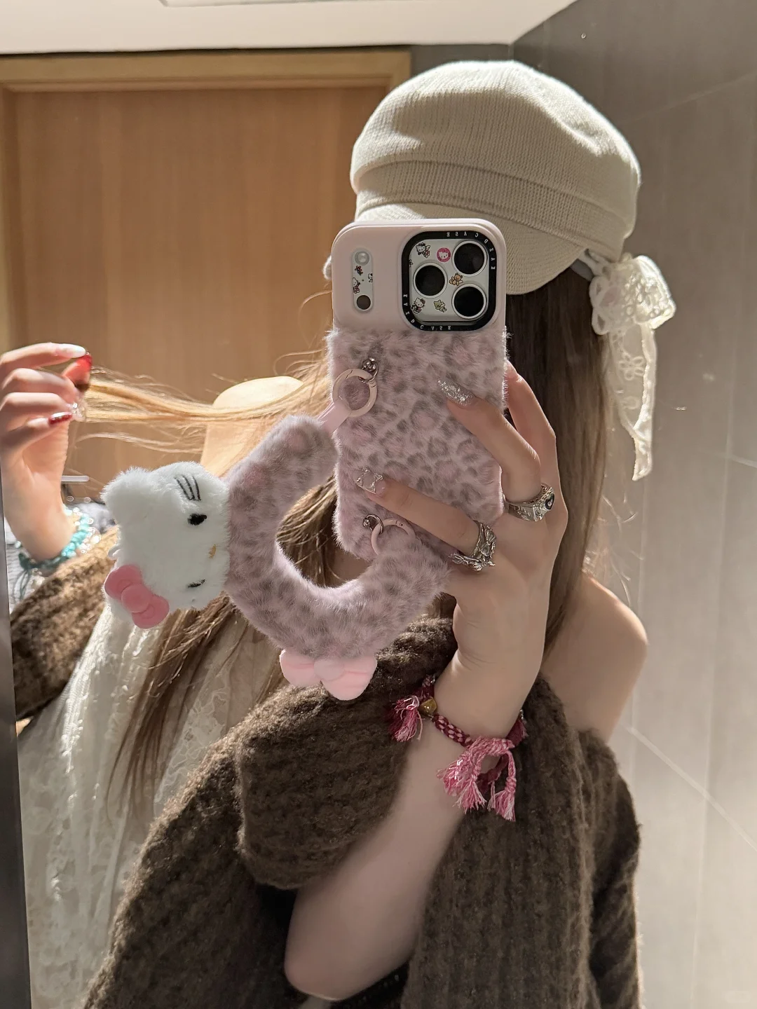 公主辣妹⊹⁺˖໋̟毛绒绒豹纹腕带kitty美辣疯🐆