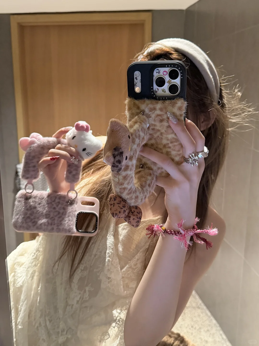 公主辣妹⊹⁺˖໋̟毛绒绒豹纹腕带kitty美辣疯🐆