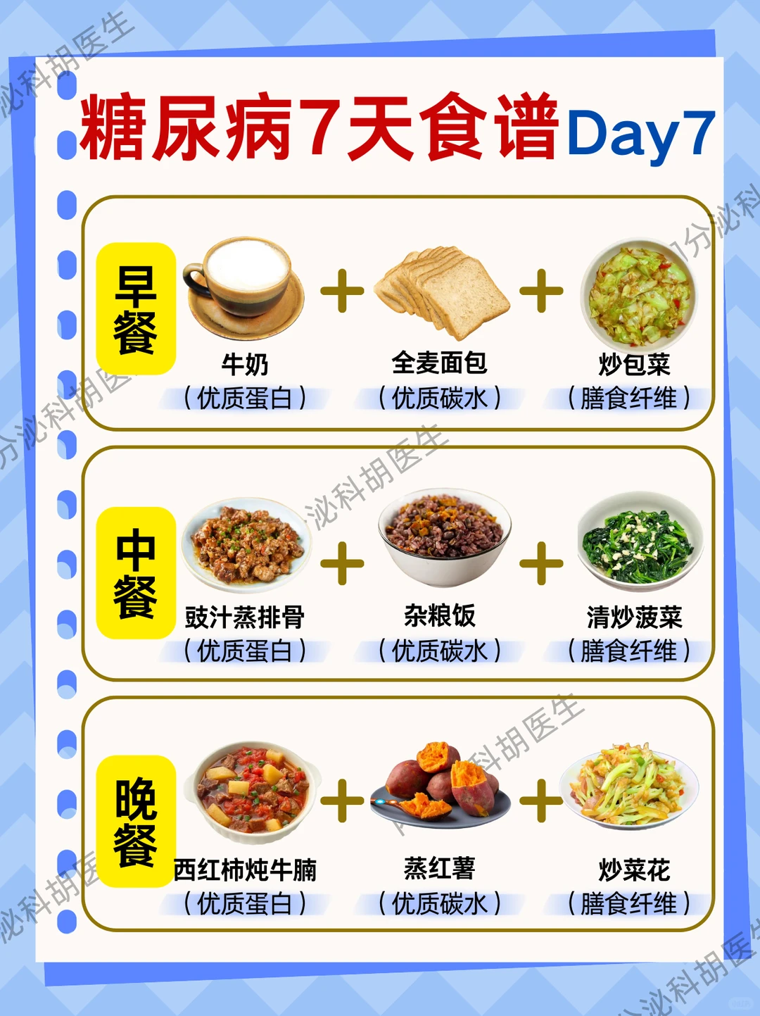 糖尿病人一日三餐食谱大全，一周控糖饮食！