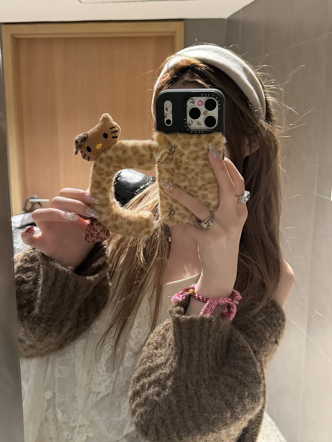 公主辣妹⊹⁺˖໋̟毛绒绒豹纹腕带kitty美辣疯🐆