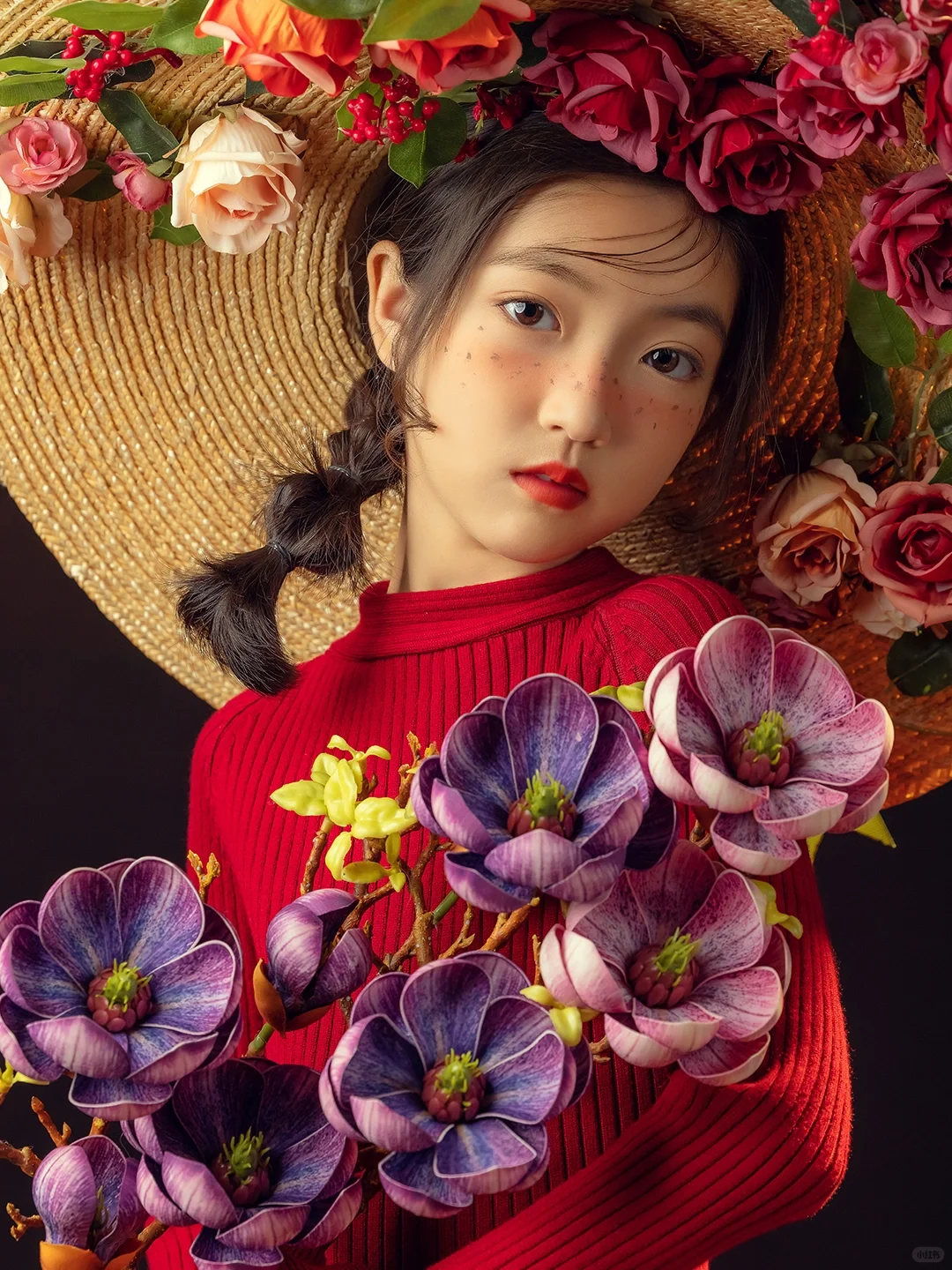 繁花中绽放青春｜璀璨热烈的中国红儿童写真