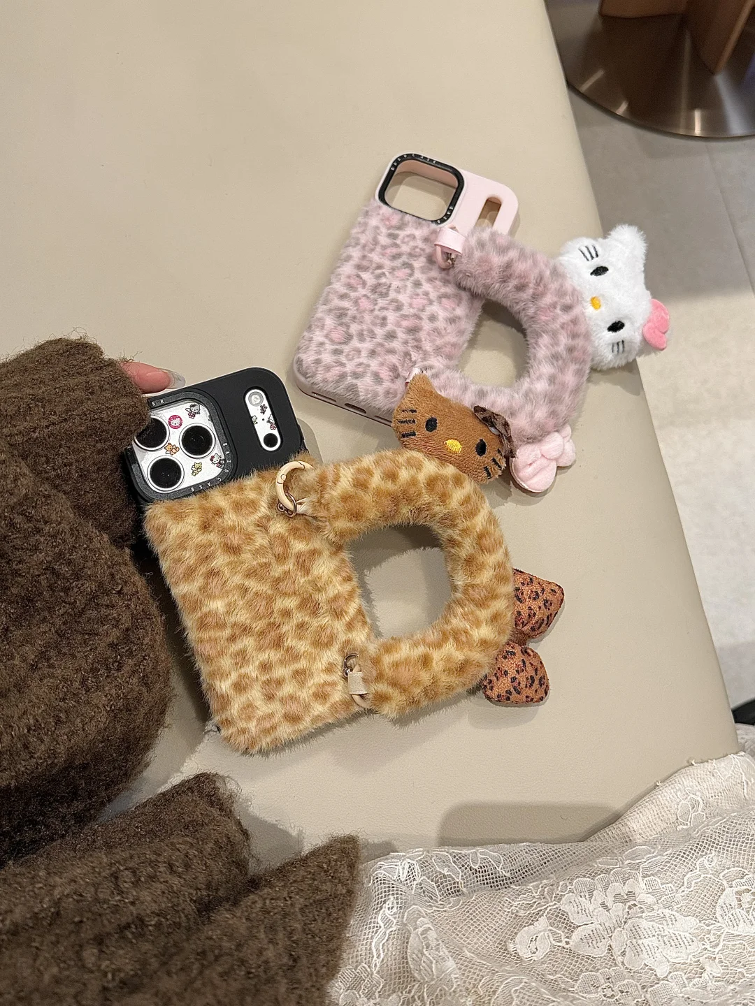 公主辣妹⊹⁺˖໋̟毛绒绒豹纹腕带kitty美辣疯🐆