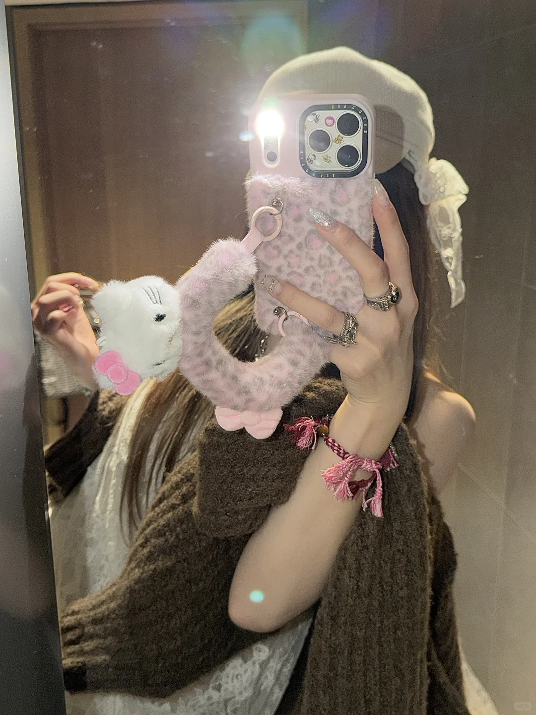 公主辣妹⊹⁺˖໋̟毛绒绒豹纹腕带kitty美辣疯🐆