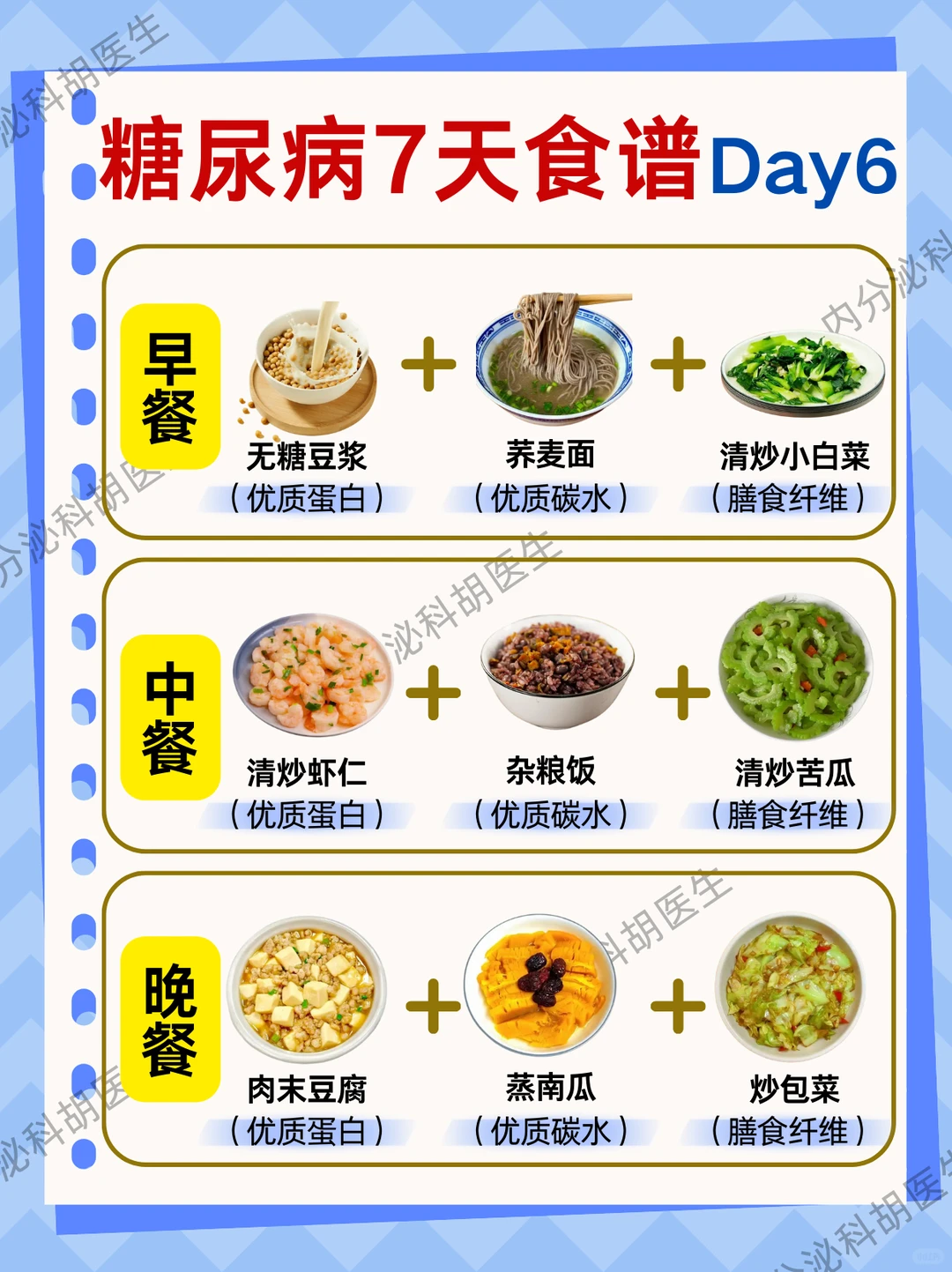糖尿病人一日三餐食谱大全，一周控糖饮食！