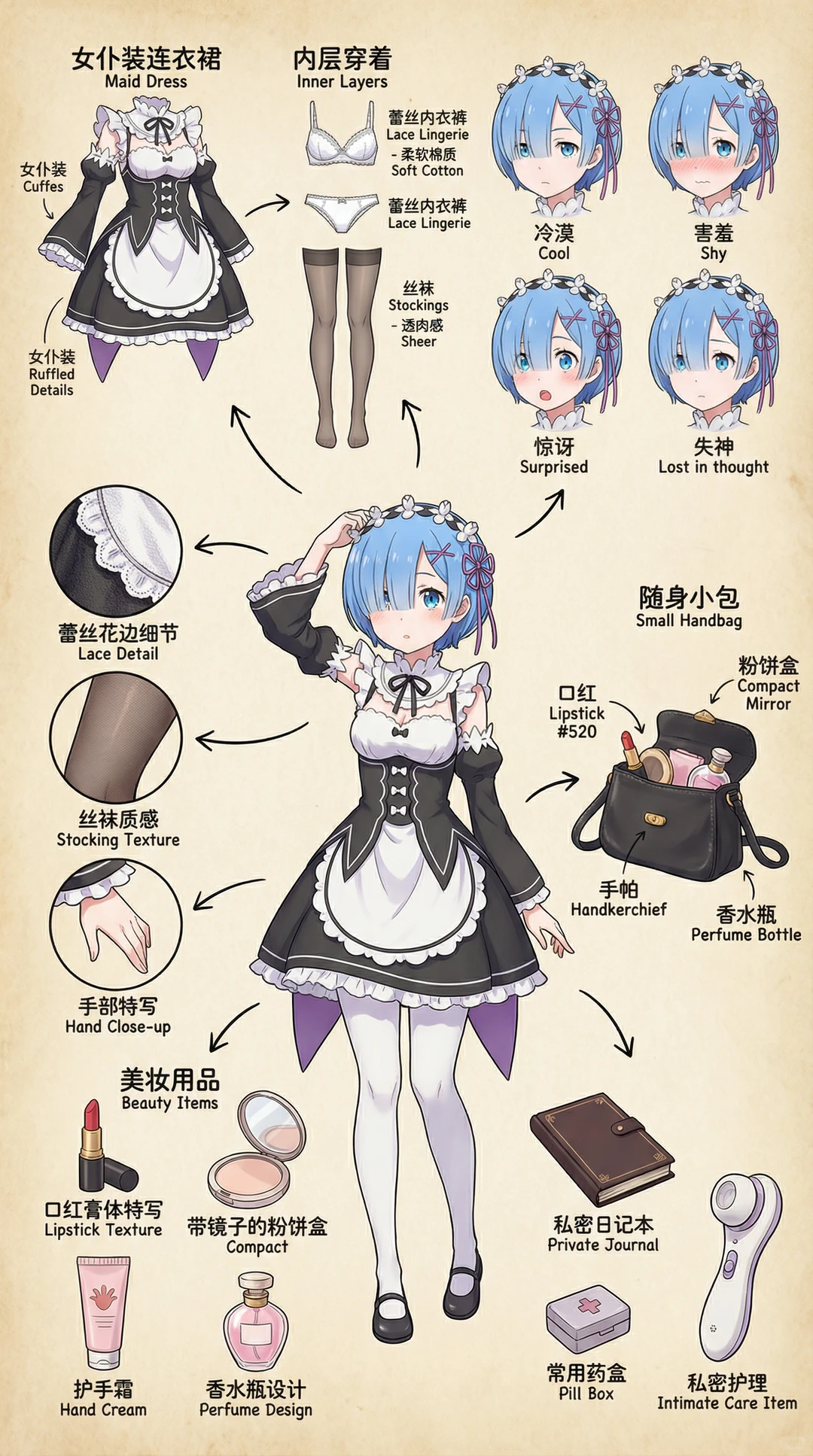 让AI帮我像素级拆解 蕾姆 细节 太涩啦~