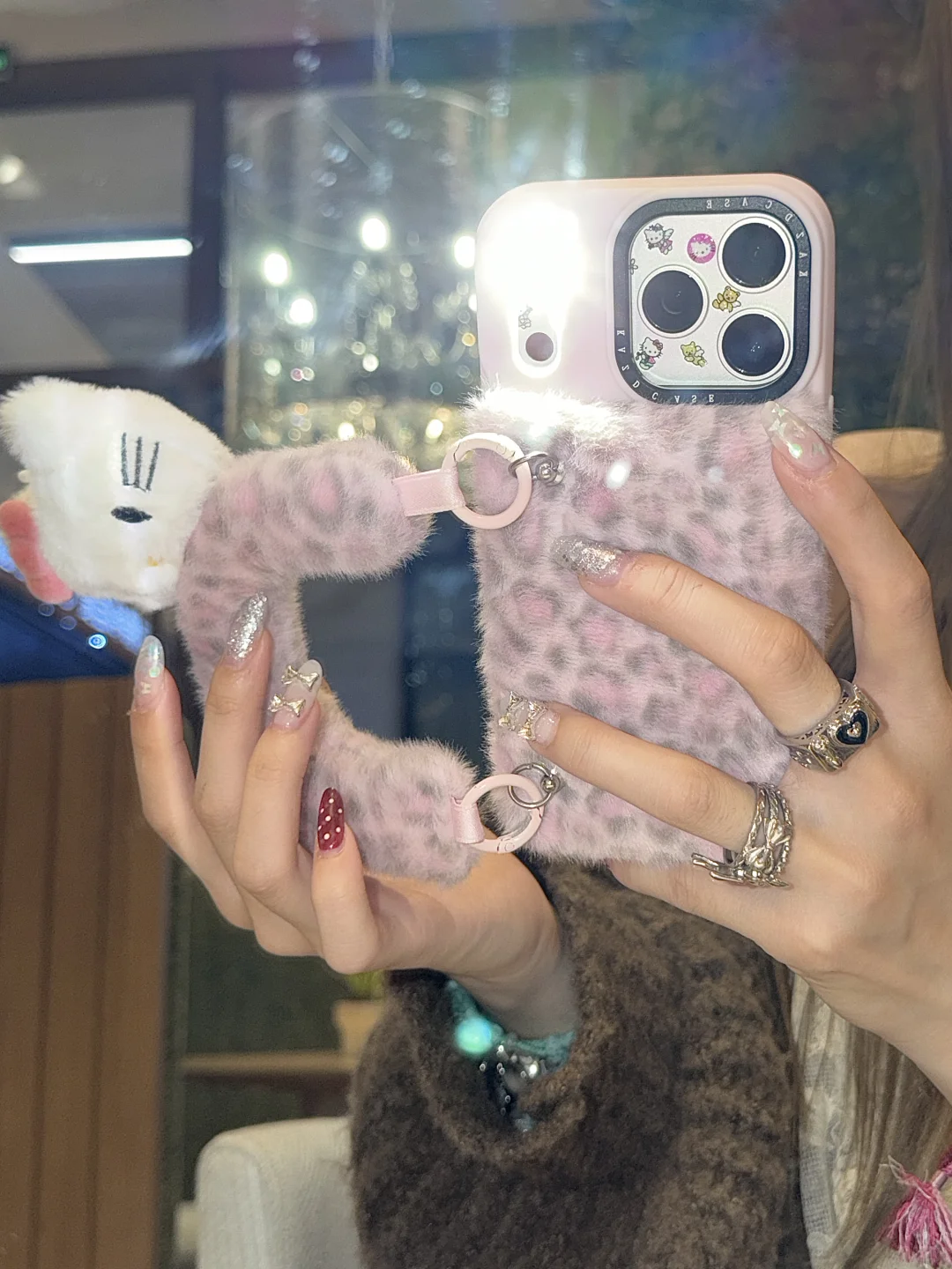 公主辣妹⊹⁺˖໋̟毛绒绒豹纹腕带kitty美辣疯🐆