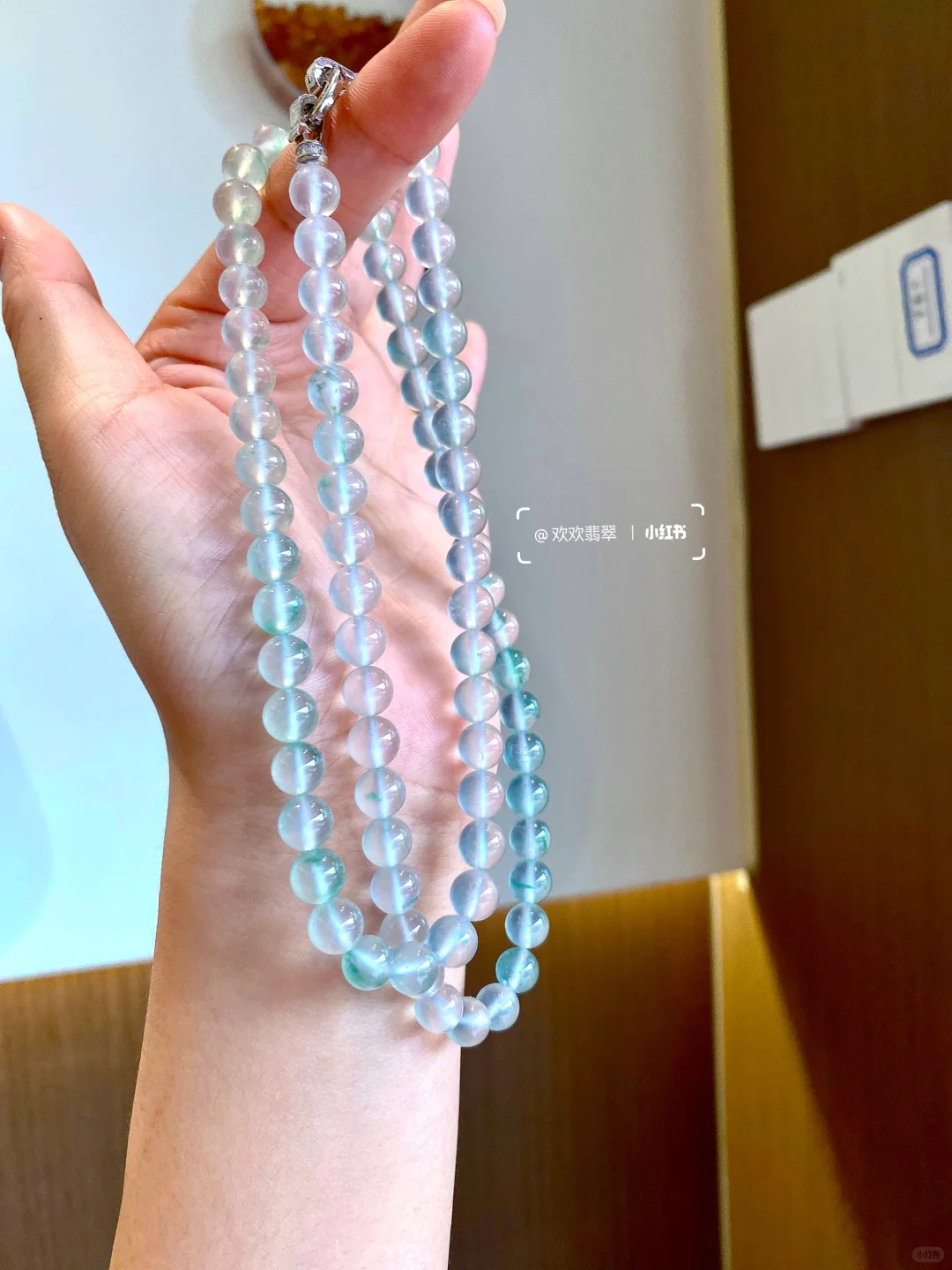 天使的羽毛 玻璃长珠链 飘金丝绿🧊