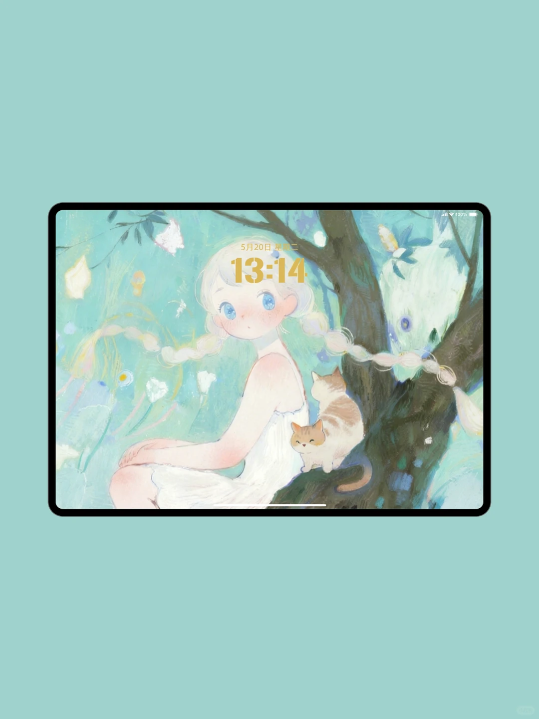 森系少女猫｜平板壁纸像童话绘本
