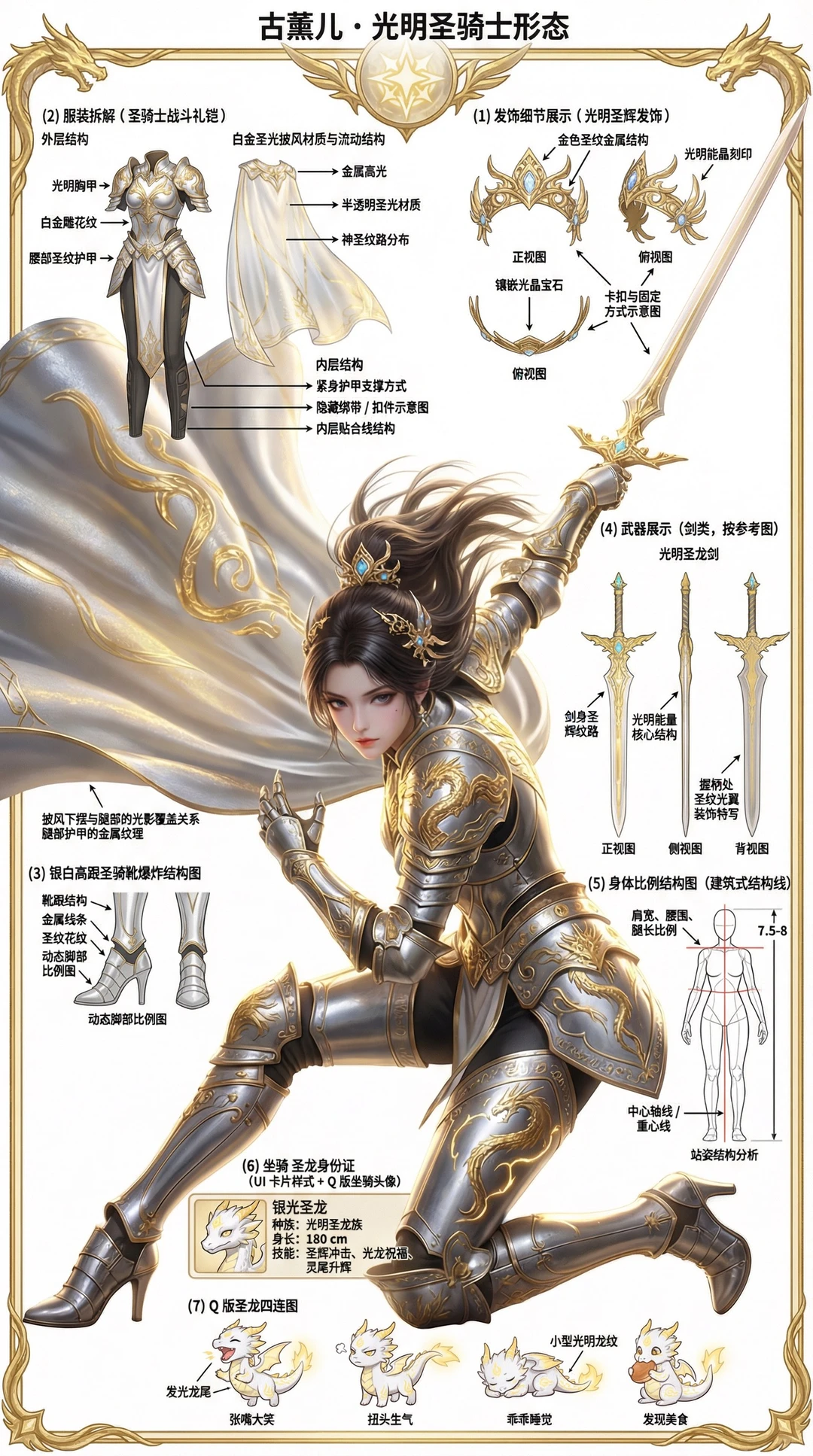 斗破苍穹女角色设定图—光明骑士2，含提示词