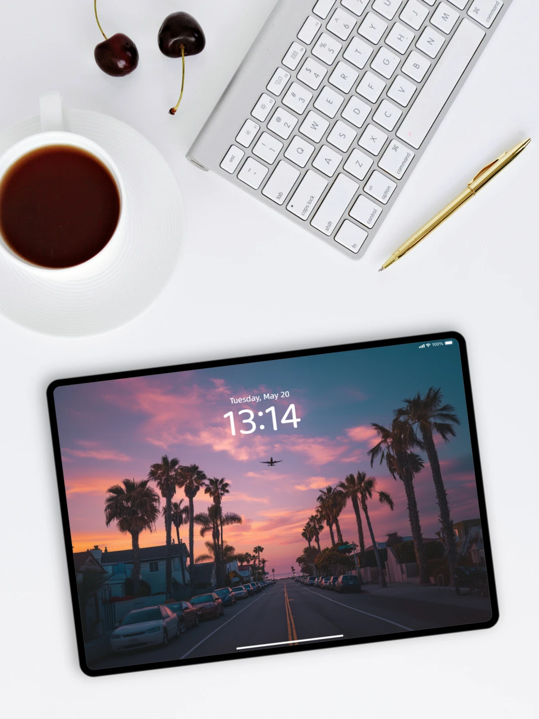 海边壁纸 l 粉色晚霞