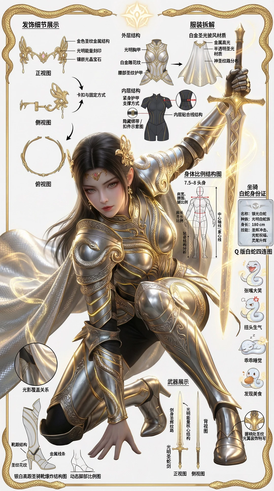 斗破苍穹女角色设定图—光明骑士2，含提示词