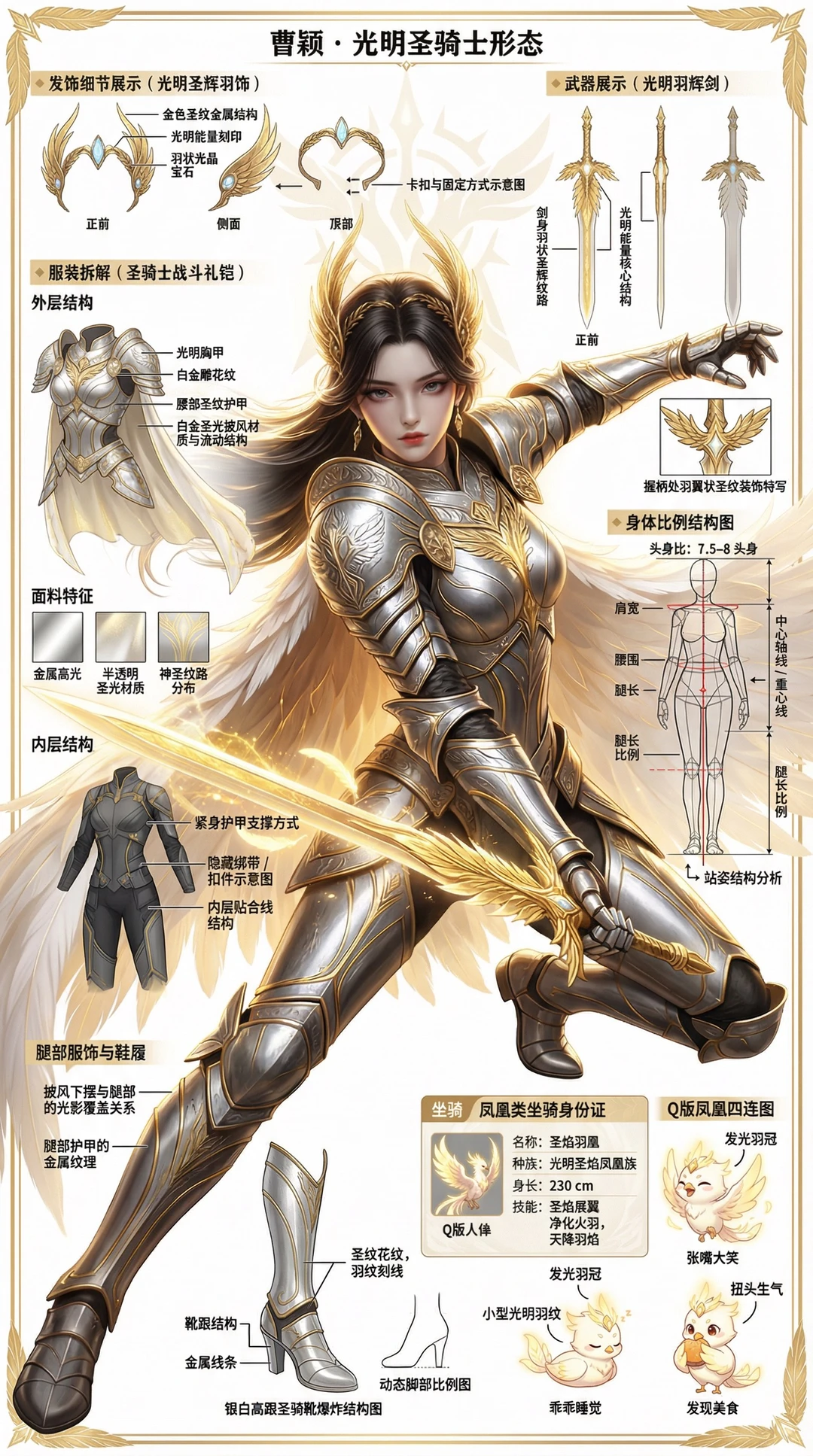 斗破苍穹女角色设定图—光明骑士2，含提示词