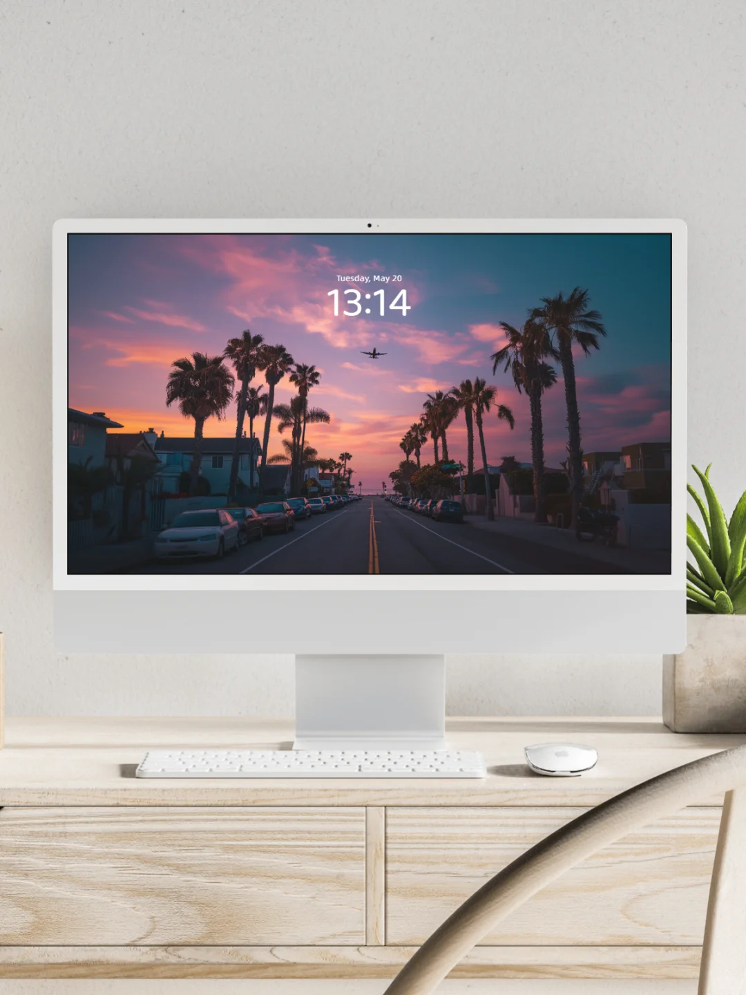 海边壁纸 l 粉色晚霞