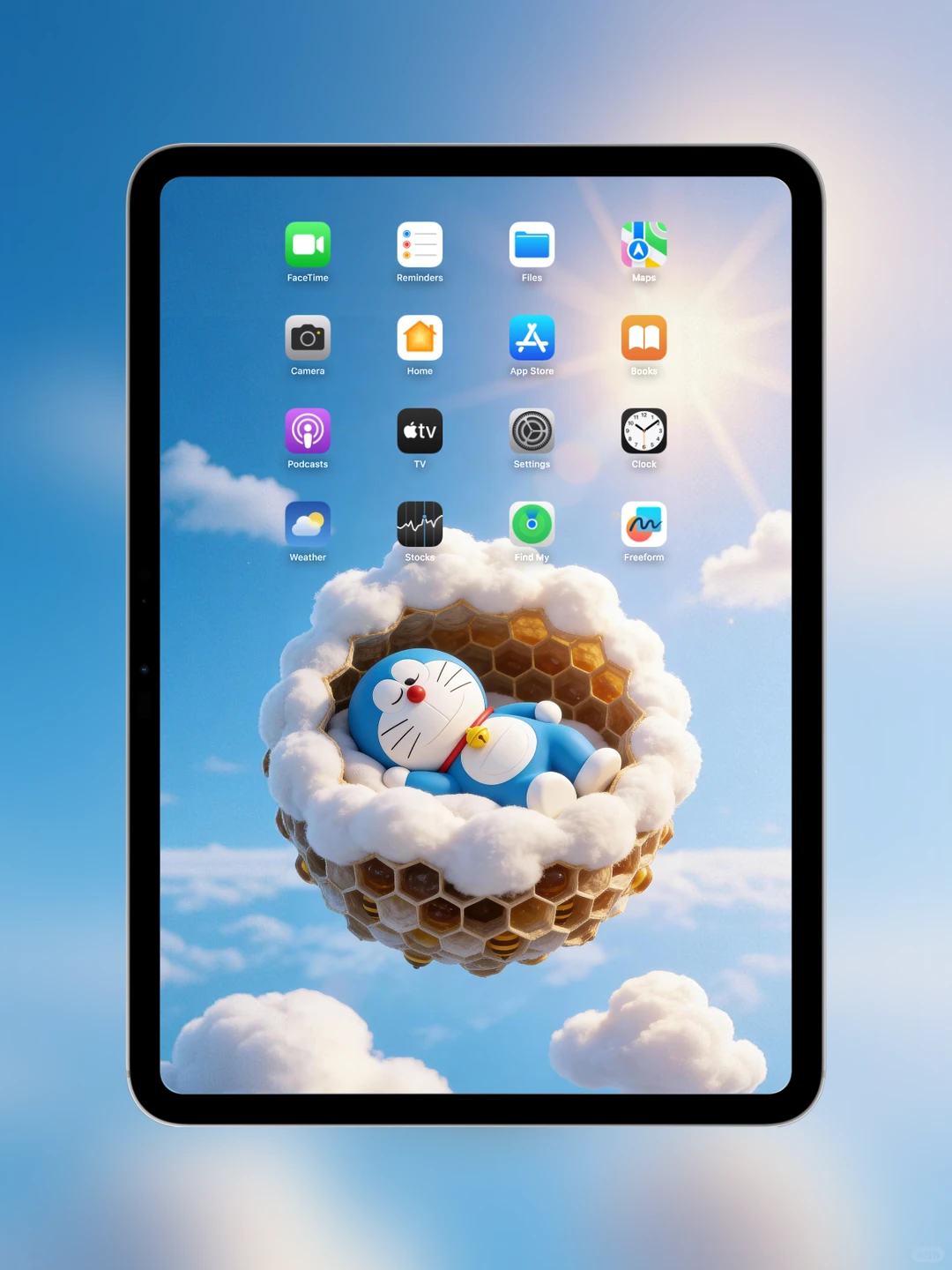 云朵蜂巢里的哆啦A梦好萌|ipad壁纸