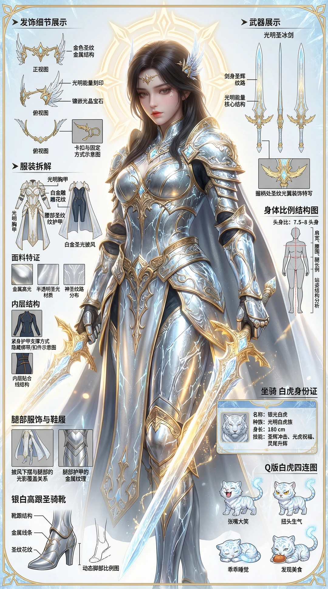 斗破苍穹女角色设定图—光明骑士2，含提示词