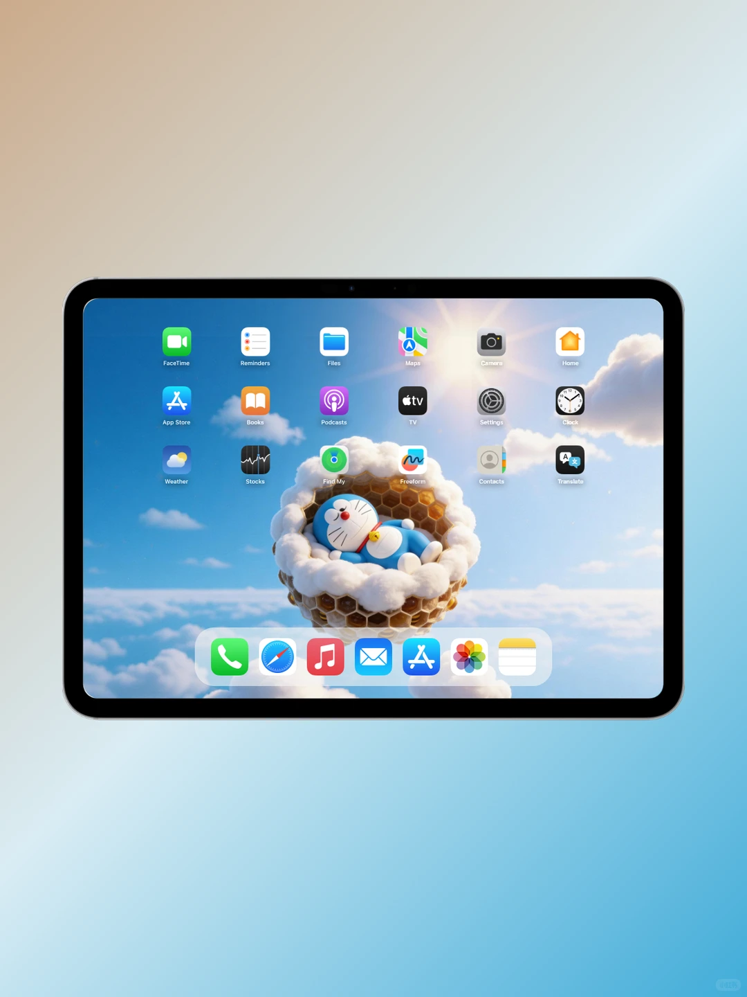 云朵蜂巢里的哆啦A梦好萌|ipad壁纸