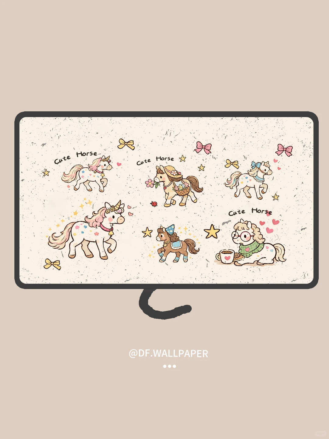电脑壁纸｜可爱复古小马｜INS风卡通壁纸