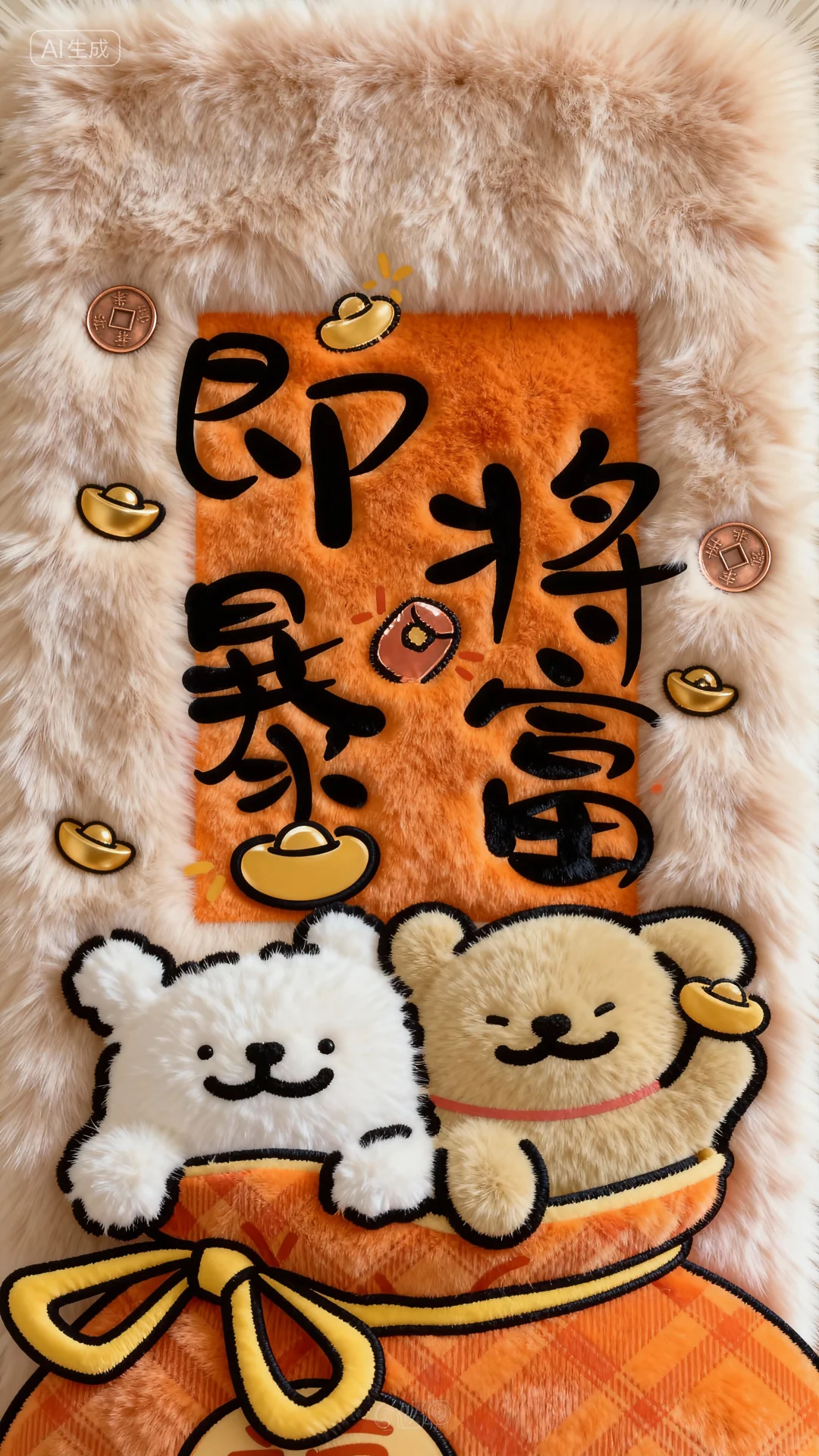 即将暴富，搞钱要紧｜毛绒手机壁纸