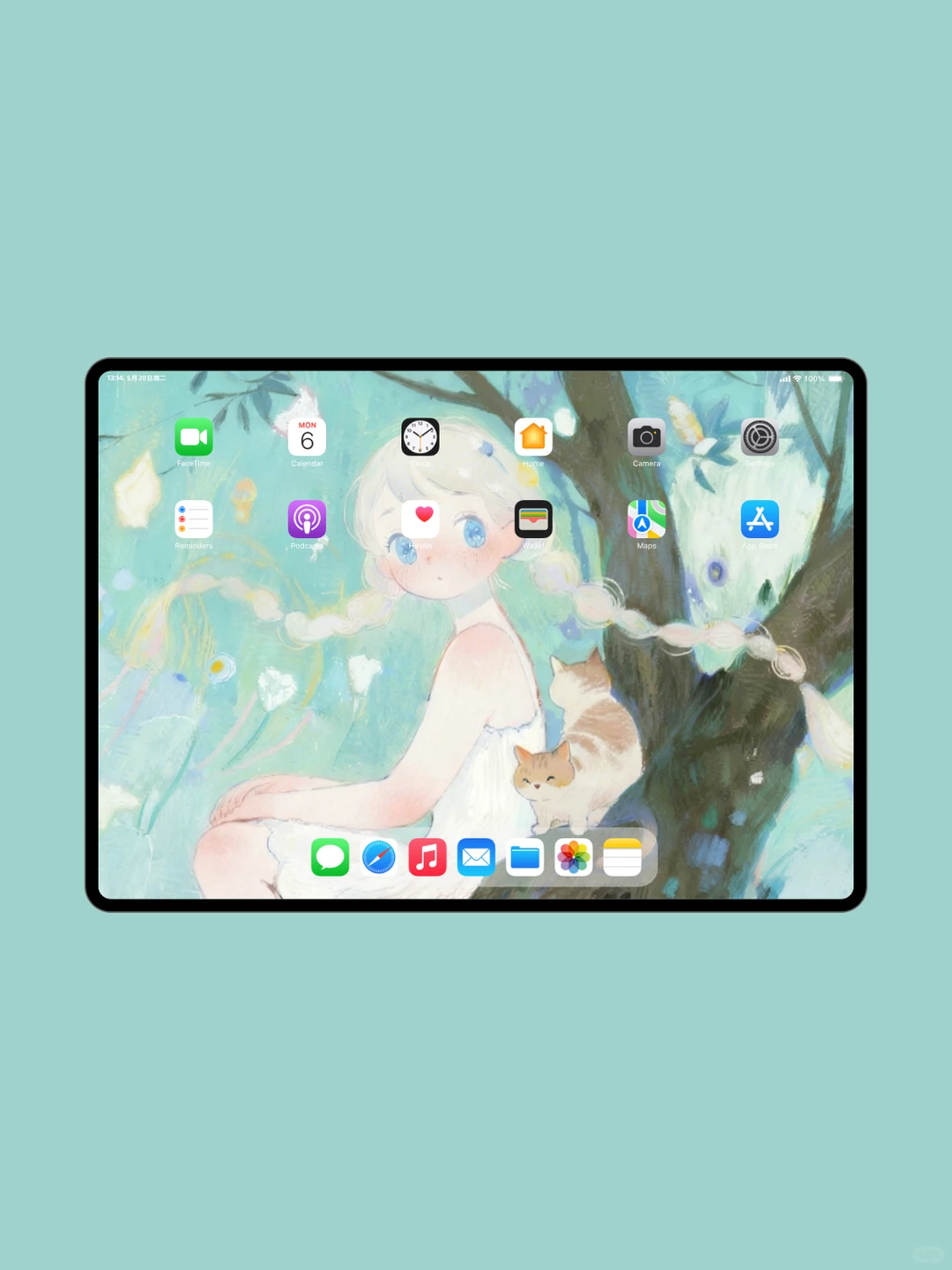 森系少女猫｜平板壁纸像童话绘本