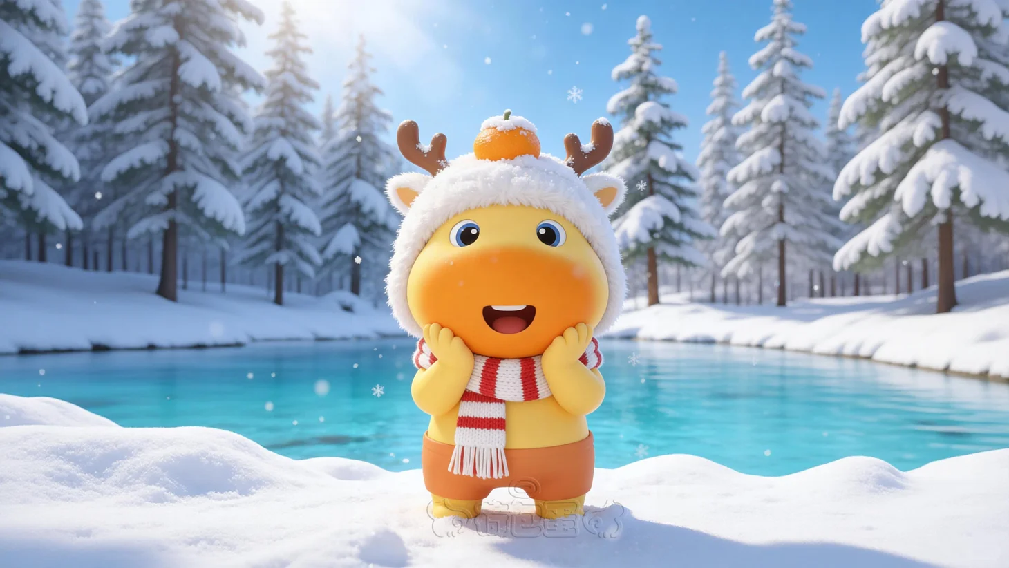 水豚噜噜壁纸丨冬日系手机平板治愈背景壁纸