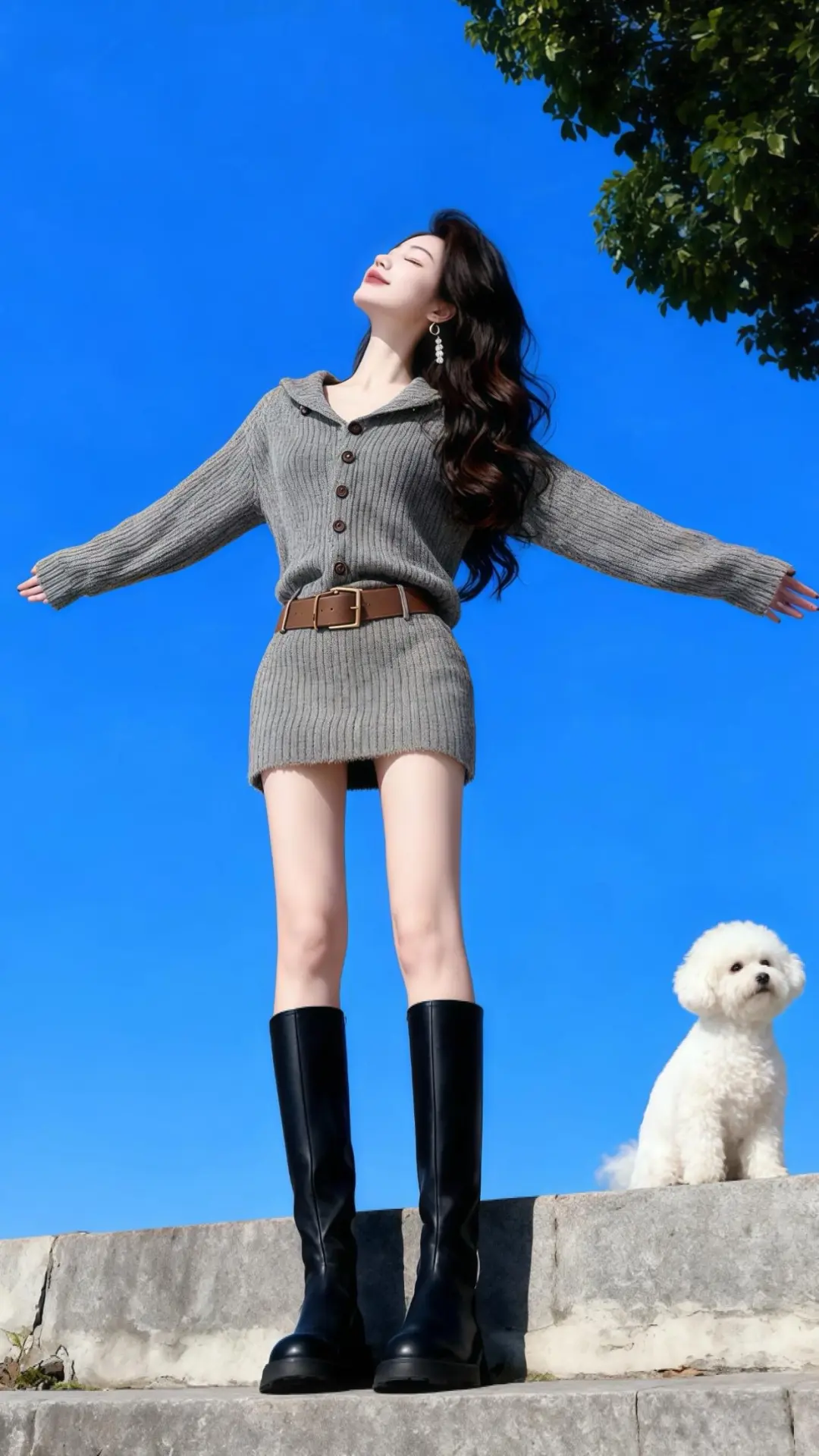 小个子必入~秋冬灰色收腰针织裙气质拿捏了
