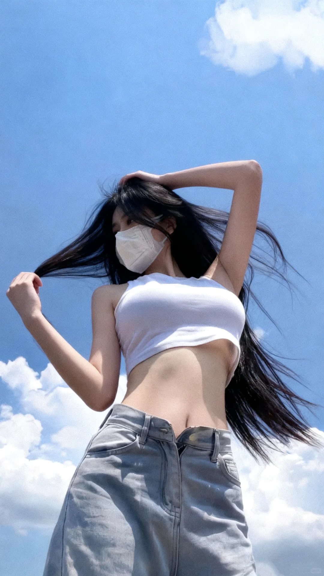 蓝天白云氛围感女生壁纸