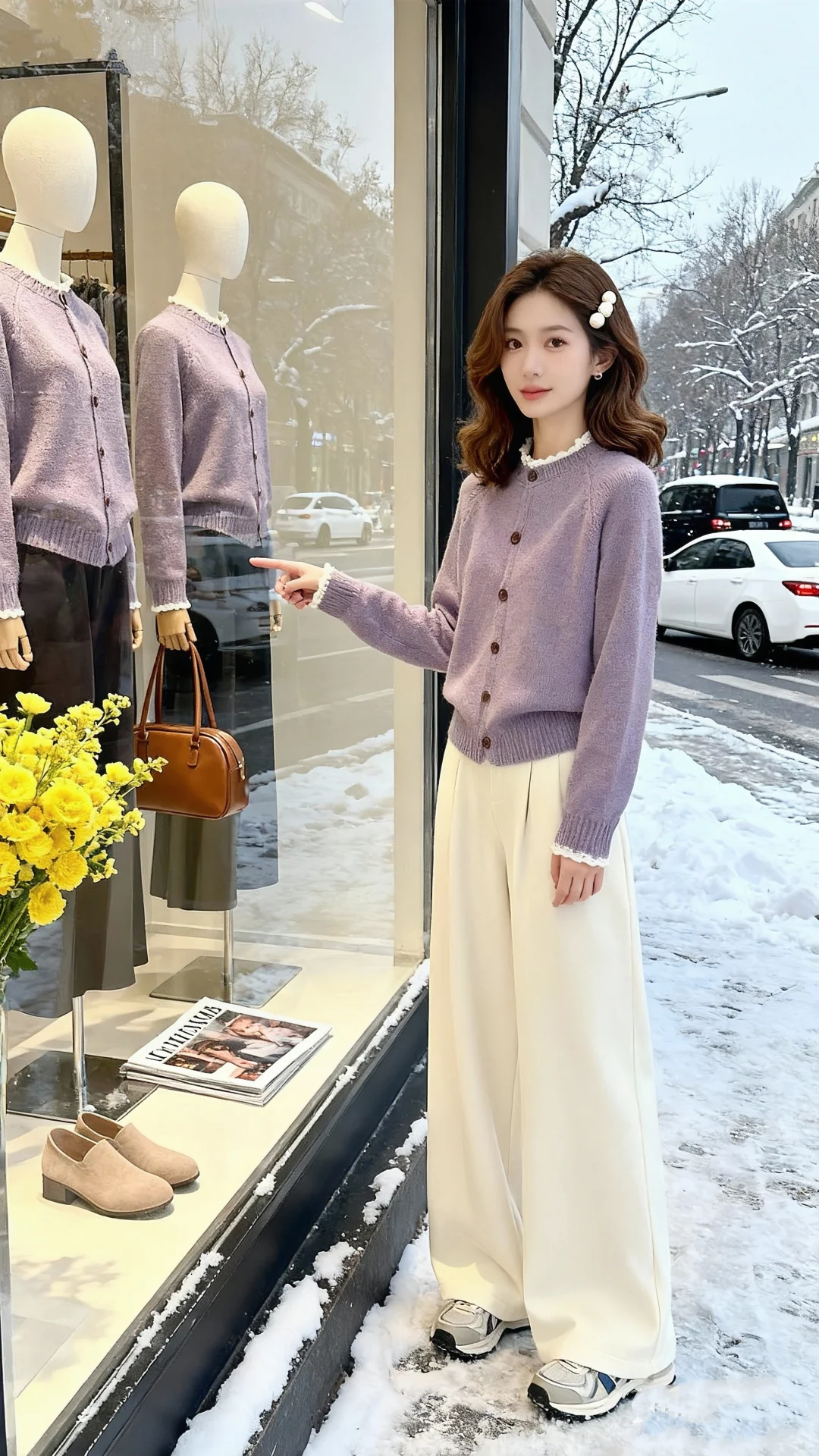 紫色毛衣、温柔又高级～～～