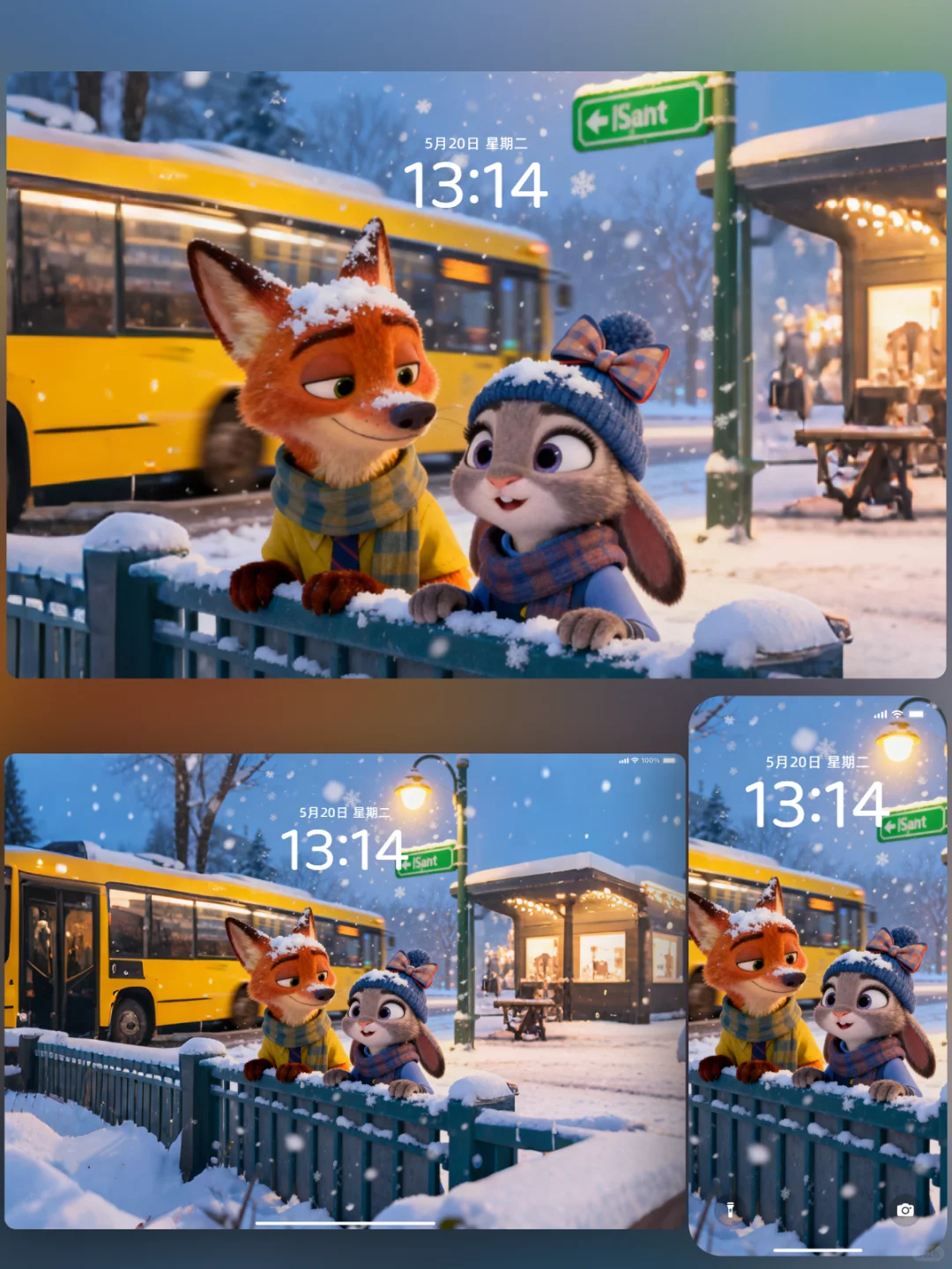 尼克朱迪冬夜下的初雪｜🦊🐰动态壁纸