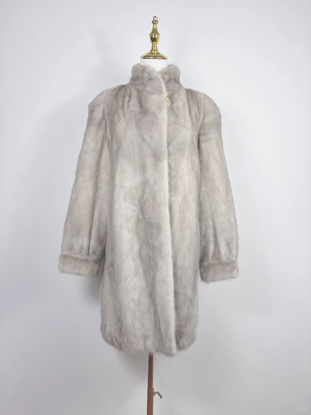 vintage进口皮草整皮水貂毛宝石蓝天然色