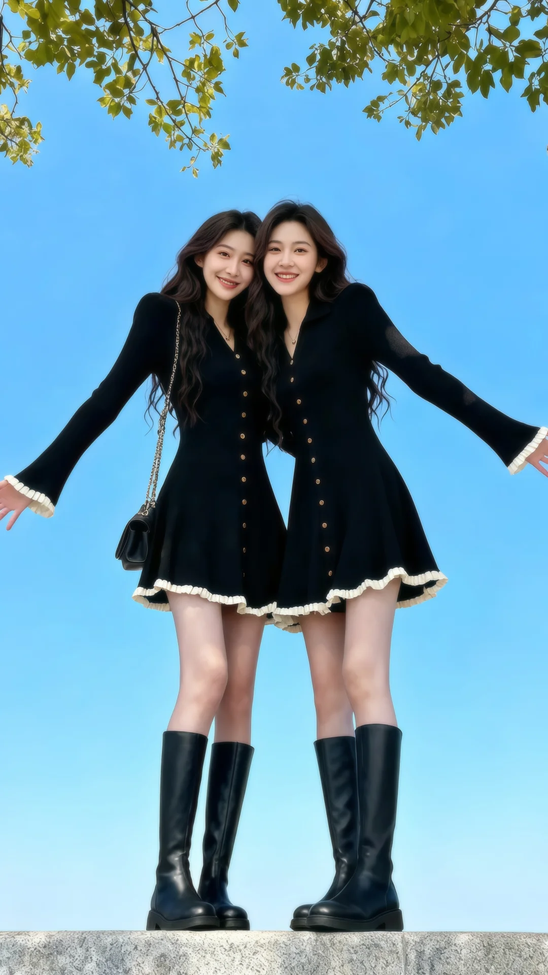 黑色针织连衣裙～