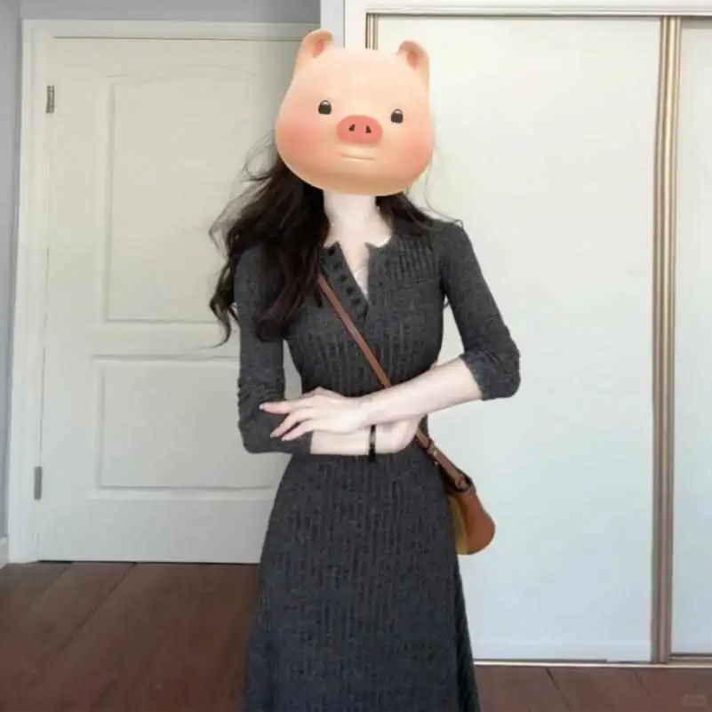 🖤法式灰针织裙，早秋御姐风穿搭太绝了