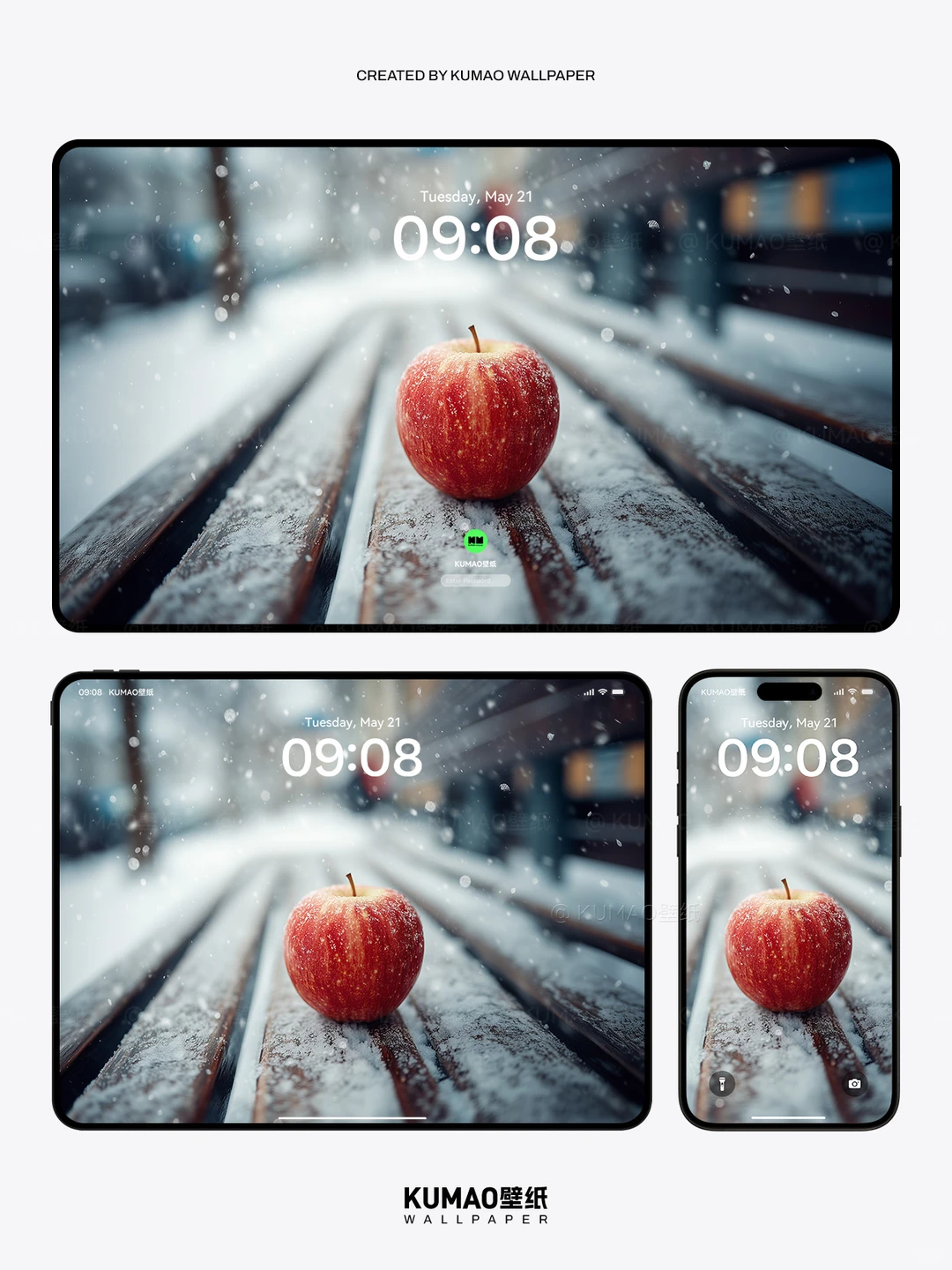 雪中苹果｜红苹果的冬日浪漫｜氛围感壁纸