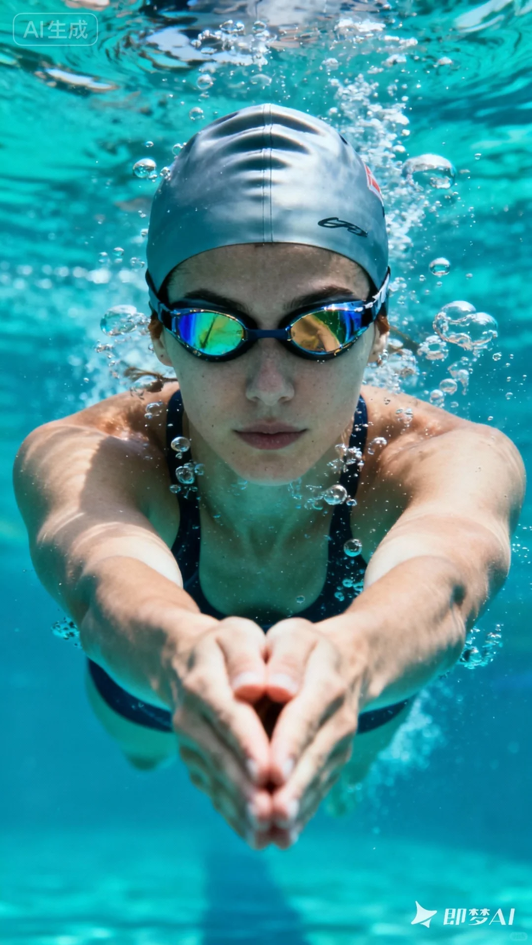 竟然有人会游泳，太酷了！