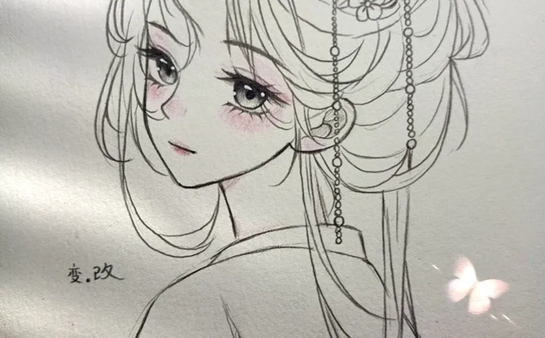 古风女生绘画过程图