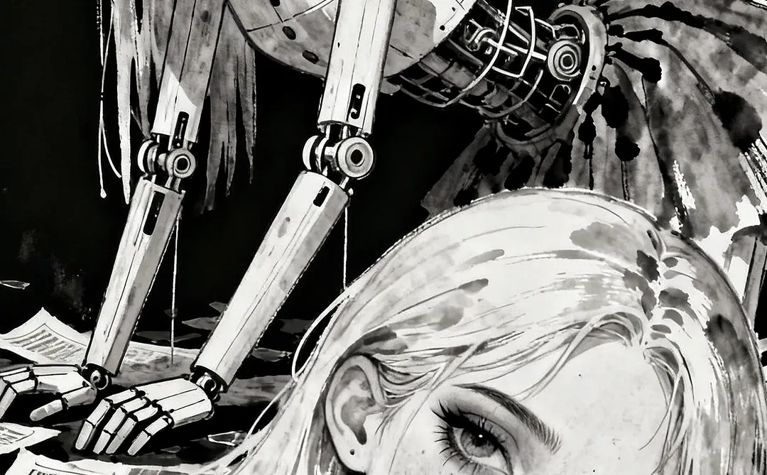 Ai机械少女篇|黑白壁纸|黎明前的重生时刻