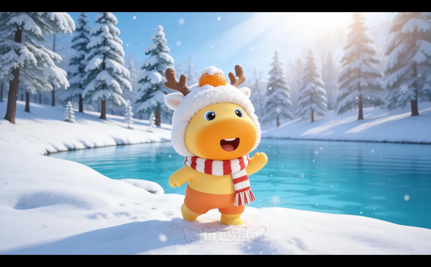 水豚噜噜壁纸丨冬日系手机平板治愈背景壁纸