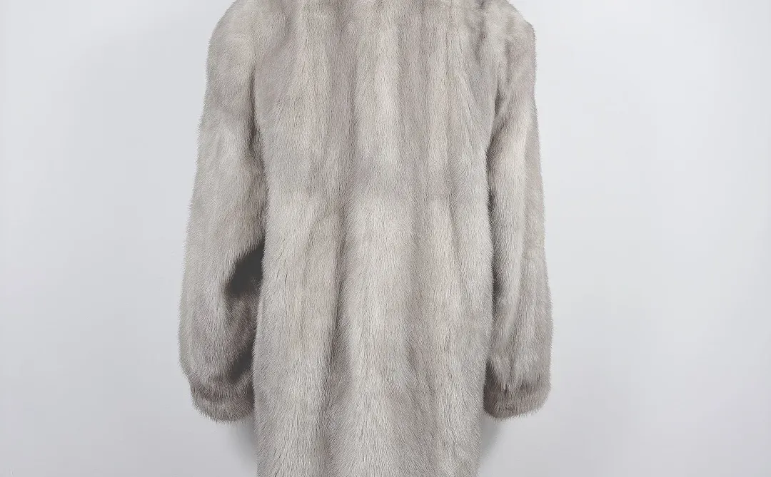 vintage进口皮草整皮水貂毛宝石蓝天然色