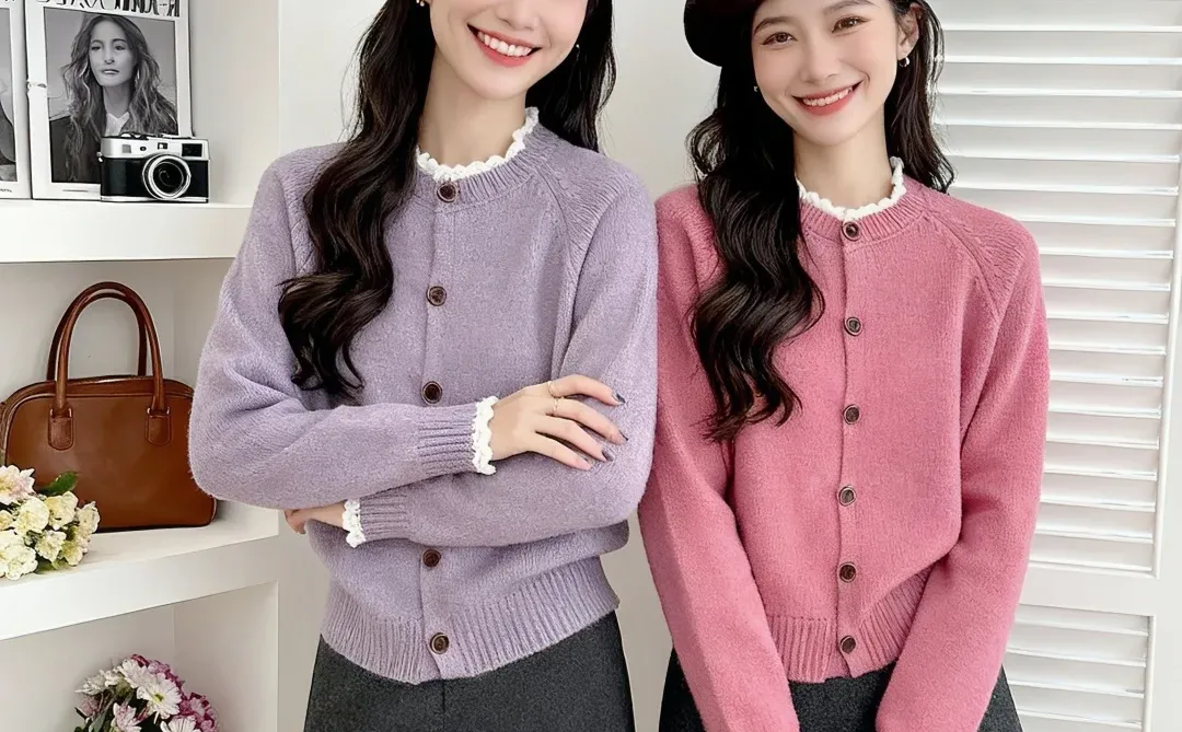 紫色毛衣、温柔又高级～～～