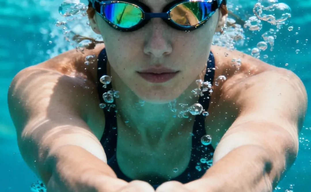 竟然有人会游泳，太酷了！