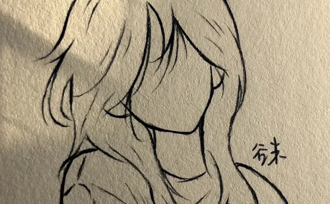 长发女生简笔画步骤图