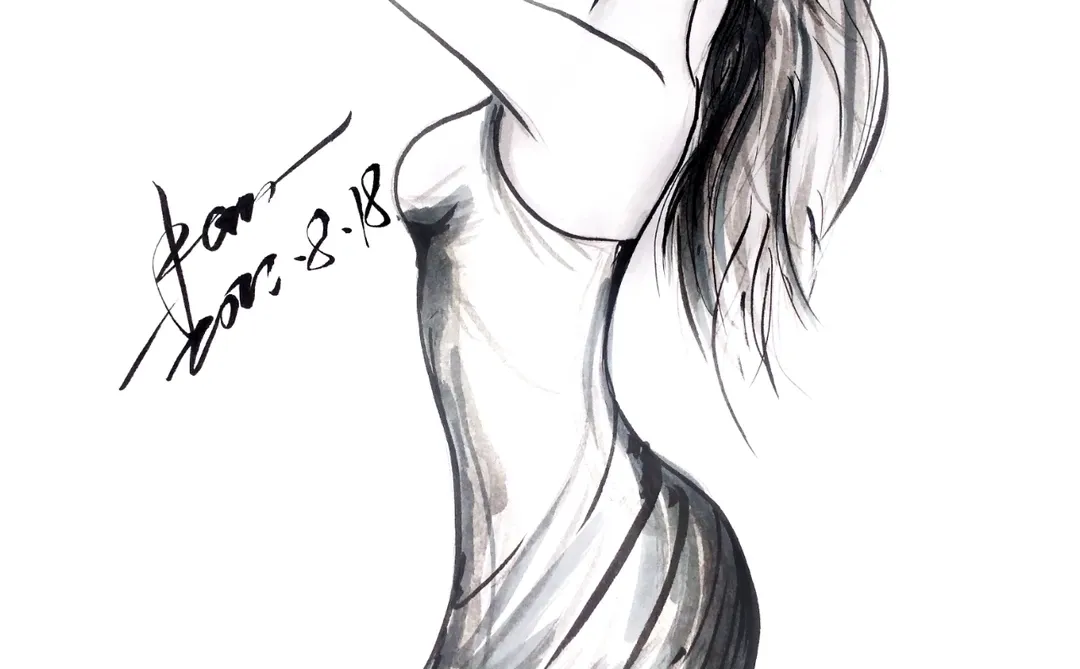 手绘日记‖线条画女生