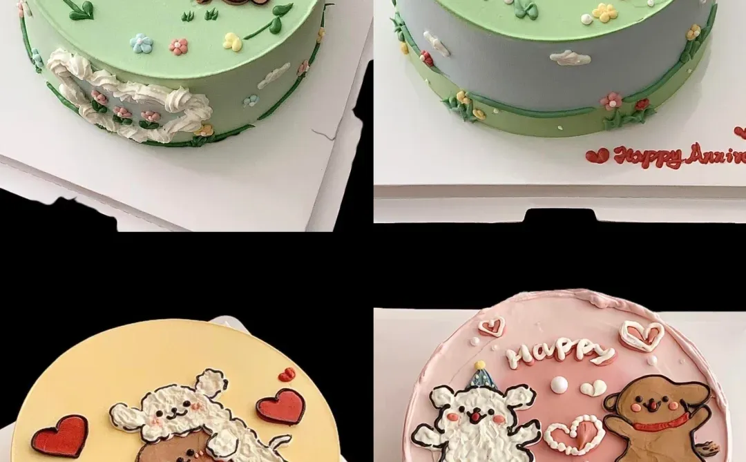 女朋友超喜欢的线条小狗情侣蛋糕🍰重庆