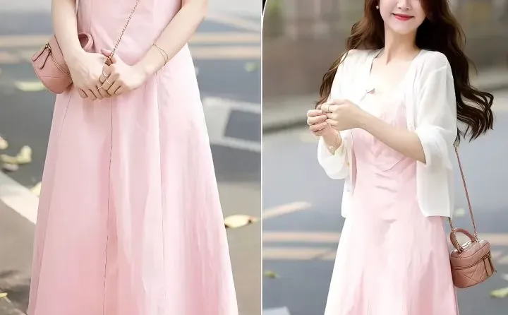 哇塞！粉色连衣裙真的太温柔啦！！！